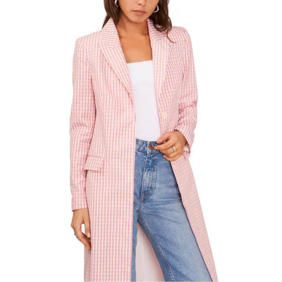 NWT Sunshine Times Gingham Trench Coat - Picture 2 of 4